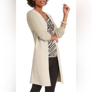 Nic+Zoe Royal Impression Faux Suede & Knit Jacket in Ivory